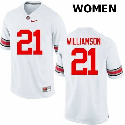 Women's Ohio State Buckeyes #21 Marcus Williamson White Nike NCAA College Football Jersey April UYA8744SR